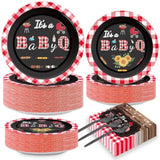 200Pcs Bbq Baby Shower Plates Napkins Baby Q Paper Tableware Set It'S A Babyq Cake Dessert Disposable Dinnerware Rustic Barbecue Party Decoration For Baby Shower Birthday Decor Supplies Serves 50