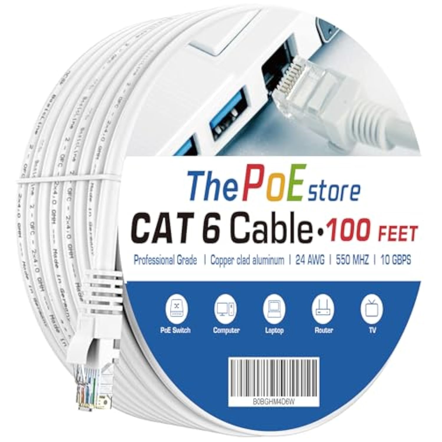 Cat5E Internet Network Lan Cable,100Ft Cat5E Ethernet Cable,Rj45 Gigabit Netwo