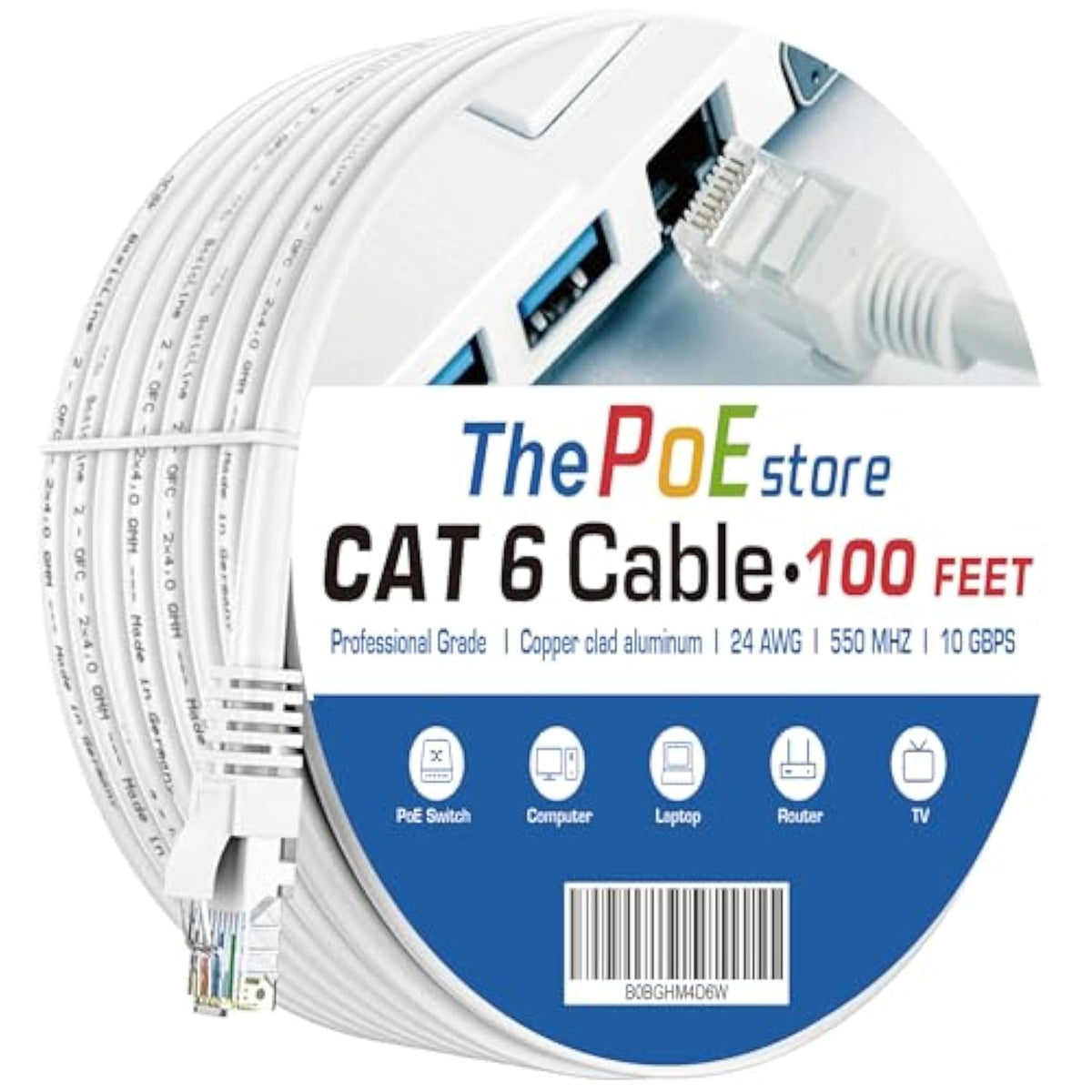 Cat5E Internet Network Lan Cable,100Ft Cat5E Ethernet Cable,Rj45 Gigabit Netwo