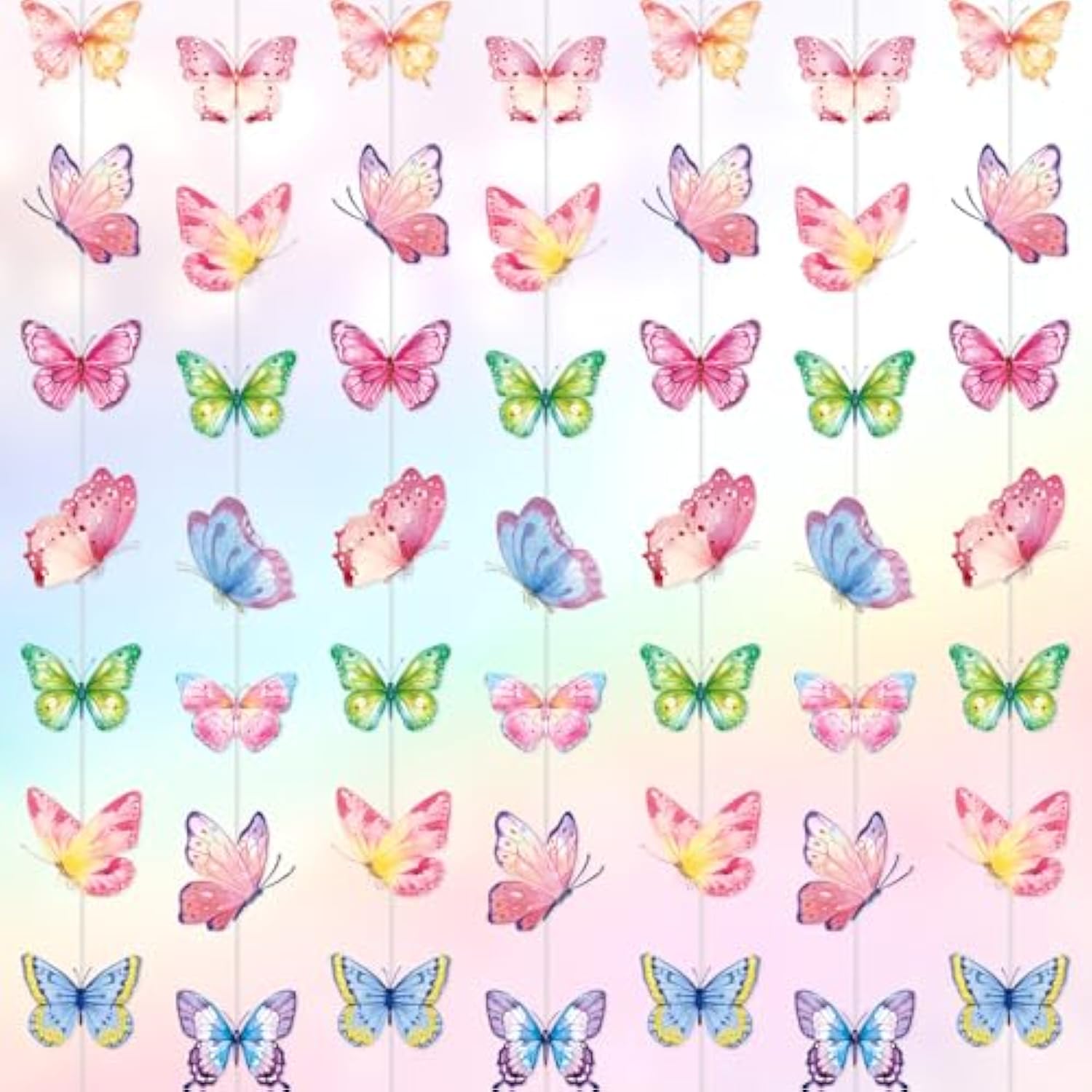 8 Pcs Butterfly Birthday Garland Decoration Spring Butterfly Paper Garland Banners Hanging Decor For Home Wedding Bachelor Spring Birthday Party Supplies