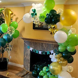 Green And Gold Balloons, 60 Pcs 12 Inches Dark Light Green Balloons Metallic Chrome Gold Confetti Balloon White Latex Ballons For Birthday Jungle Safari Theme Decorations