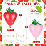 8 Pcs Strawberry Balloons 28" Berry Foil Balloons Shortcake Birthday Party Decor