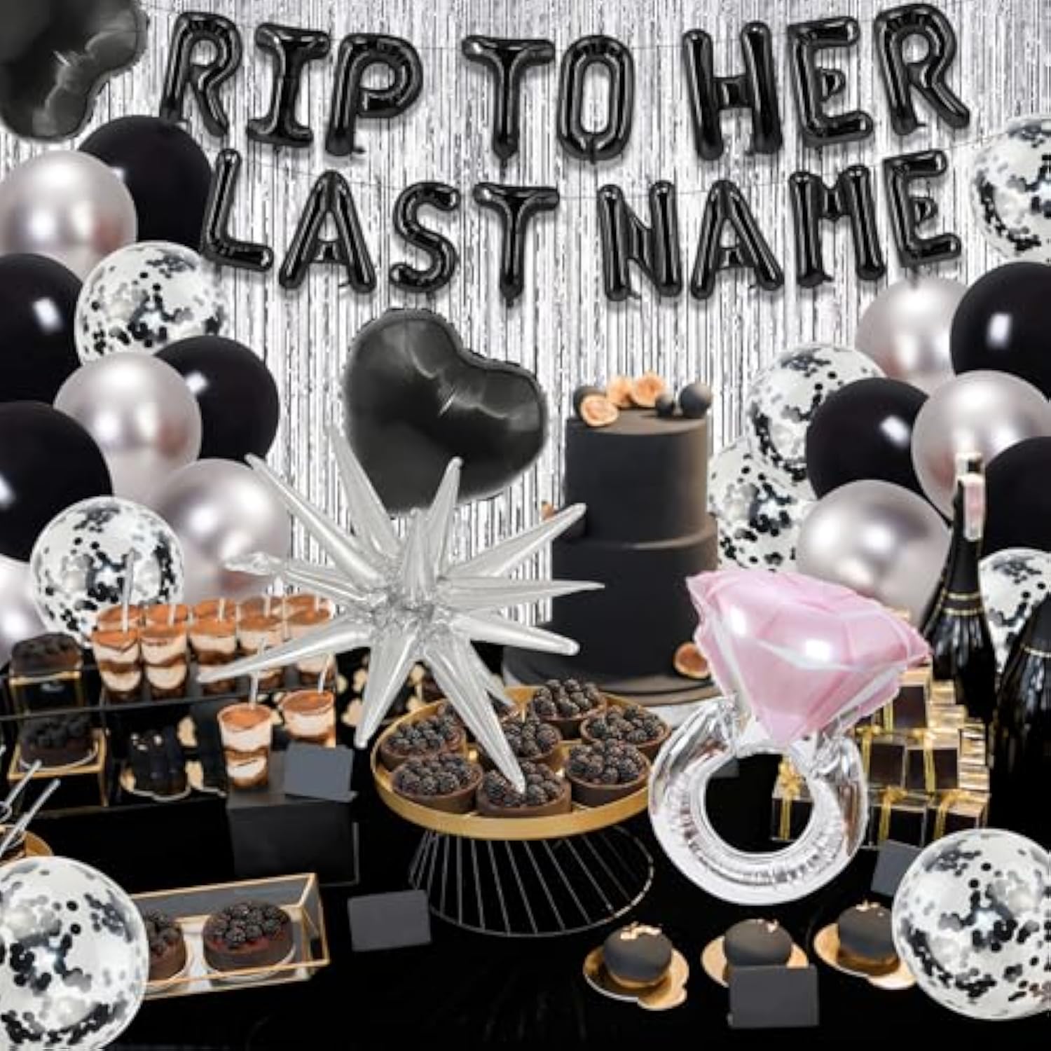 49 Pcs Bachelorette Party Decorations Rip To Her Last Name Balloon Banner Rip Single Life Bachelorette Party Supplies