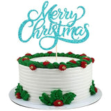Glitter Blue Merry Christmas Cake Topper Festive Holiday & New Year Decor