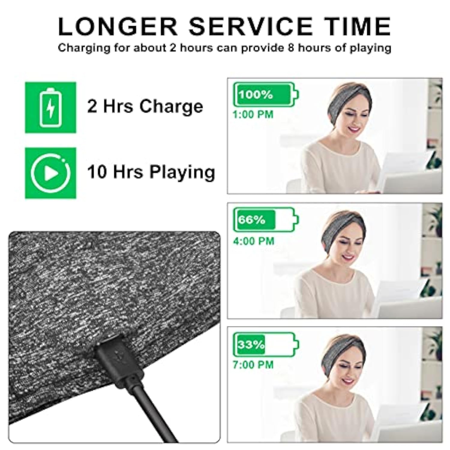 Bluetooth Headband For Women, Hd Speakers Bluetooth 5.0 Wireless Headband Head
