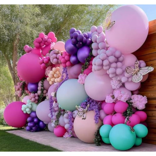 Pastel Purple Pink Balloons Lavender Teal Balloon Garland Metallic Lilac Blue Balloons Different Size Green And Orange Balloon Arch Kit For Encanto Birthday Butterfly Baby Shower Princess Party Supply