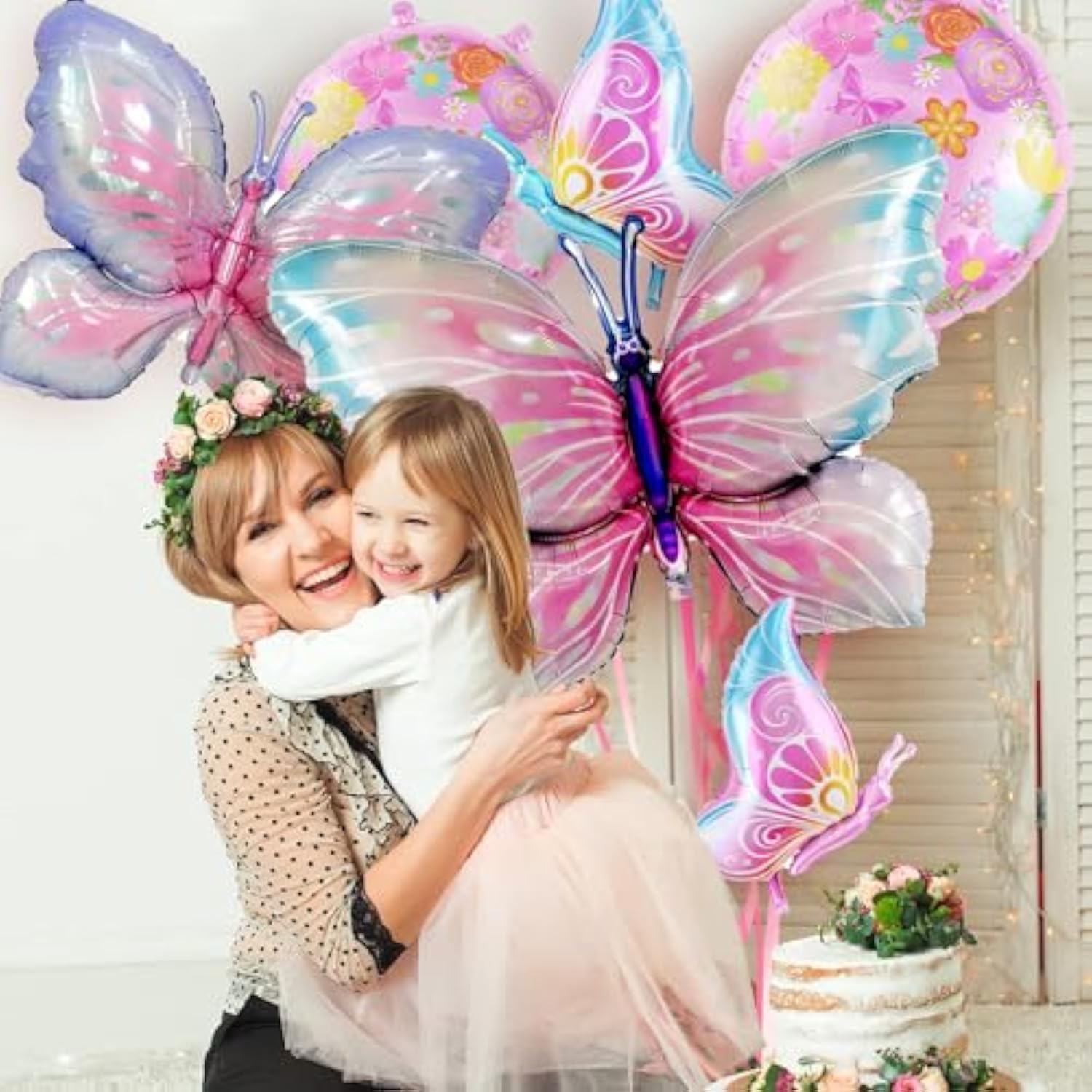 Butterfly Balloons Decorations - 6 Pieces Pink Purple Butterfly Foil Balloons For Girl Fairy Spring Floral Butterfly Themed Party Decor Wedding Birthday Baby Shower Party Supplies