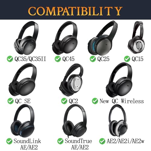 Earpads for Bose Headphones, for QuietComfort 15 (QC15) QC25 QC2 QC35 /Ae2 Ae2i / SoundTrue & SoundLink Around-Ear I,II Series - Black&Blue