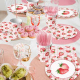 Strawberry Birthday Decorations,144Pcs Strawberry Party Plates,Napkins,Cups Strawberry Party Supplies Summer Fruit Tableware Set For Girls Baby Shower,Berry First Birthday Decor