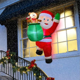 3.4Ft Christmas Inflatable Hanging Santa With Gift Bag Decorations, Blow Up Climbing Santa With Build-In Led For Xmas Pa
