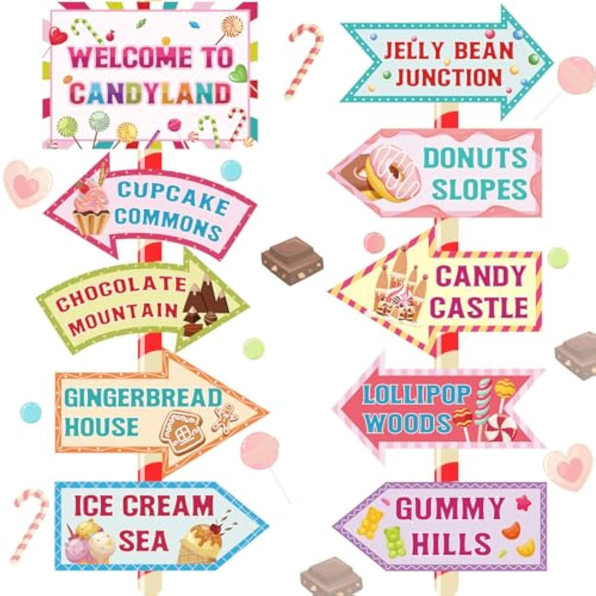 20 Pieces Candyland Decorations Welcome To Candyland Signs Candy Party Decorations For Kids Girls Candy Land Themed Birthday Party Halloween Christmas Trunk Or Treat Car Decorations