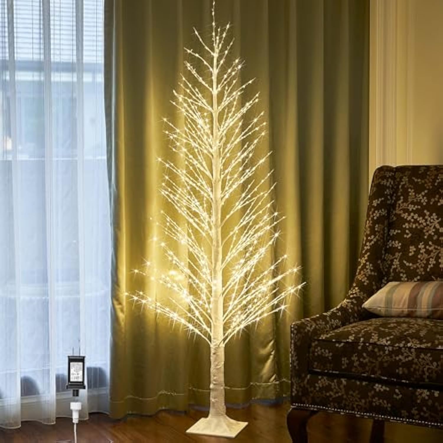 Lighted Alpine Tree 6Ft 810 Led Fairy Lights, White Twig Tree With Lights Plug In For Indoor Outdoor Home Thanksgiving Christmas Decorations