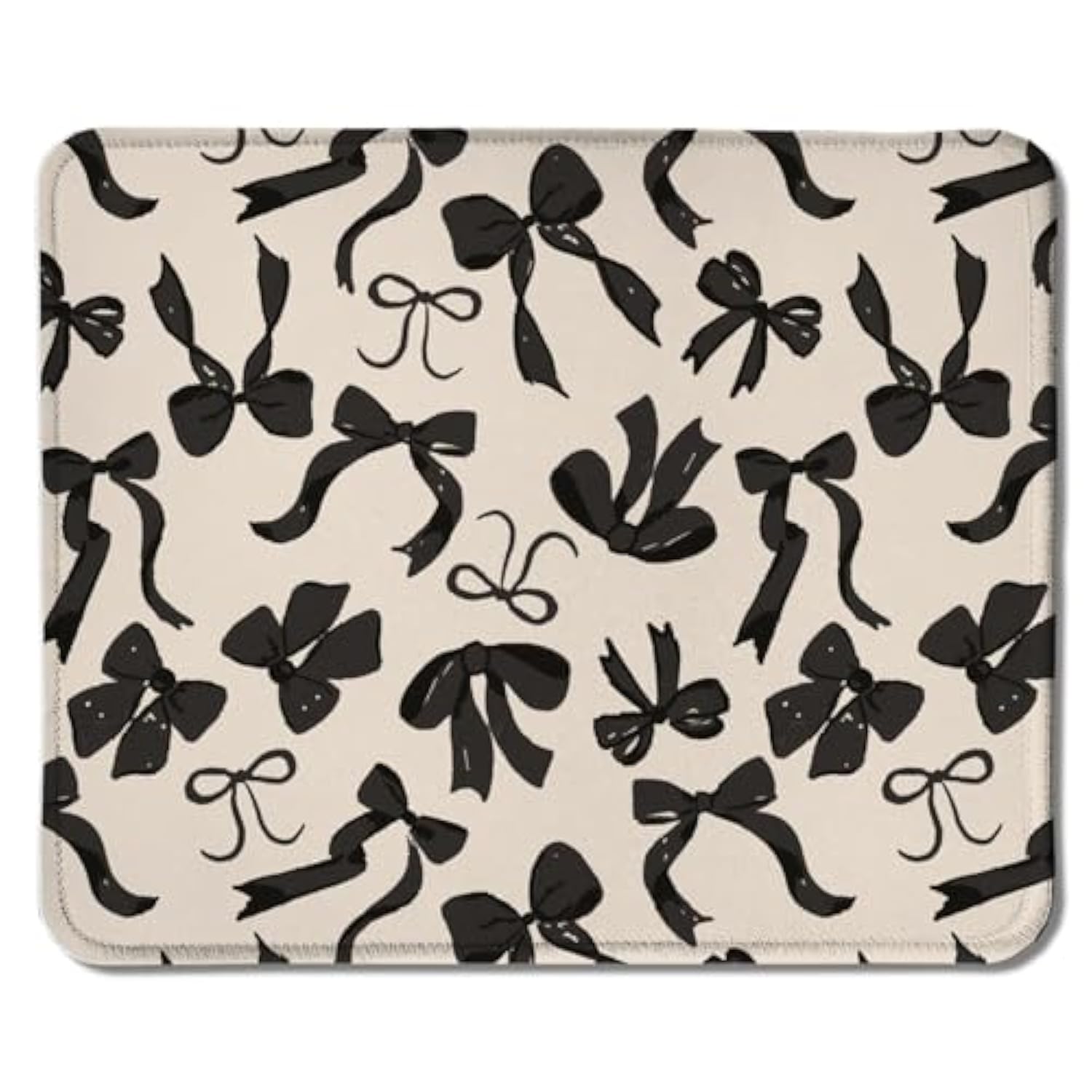Coquette Black Bow Mouse Pad, Cute Preppy Girly Bow Ribbon Mouse Pads For Wireless Mouse Computers Laptop Desk Accessories, Preppy Girly Office Supplies, 9.5X7.9 Inch