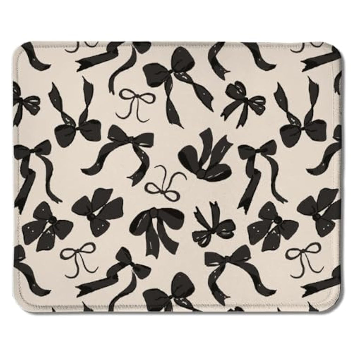 Coquette Black Bow Mouse Pad, Cute Preppy Girly Bow Ribbon Mouse Pads For Wireless Mouse Computers Laptop Desk Accessories, Preppy Girly Office Supplies, 9.5X7.9 Inch