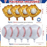 Baseball Party Balloons, Foil Mylar Glove Jumbo Balloons for Baby Shower & Birthday