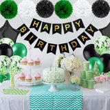 Green Black Birthday Decorations for Men with Banner Balloons Confetti and Ribbon