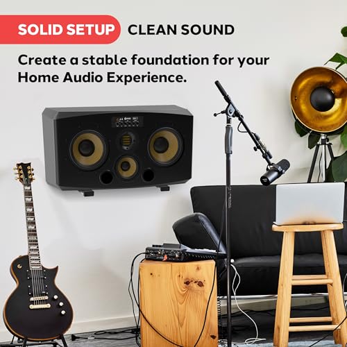 Adjustable Speaker Wall Mount Brackets - 2 Pack Extendable Steel Arms for Center Channel, Small or Large Speakers & Soundbars - 110 lbs Capacity,