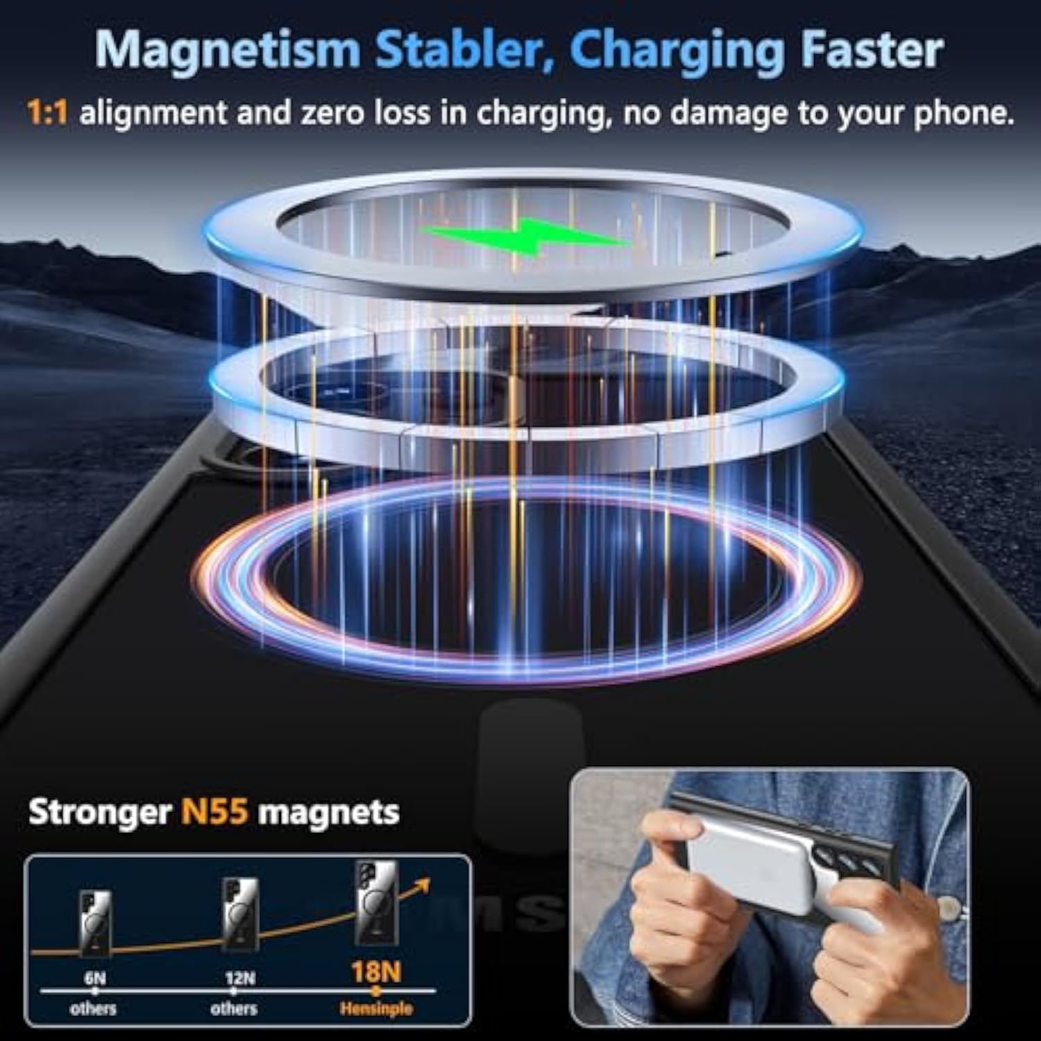 For Samsung Galaxy S22 Ultra Case Magnetic, Galaxy S22 Ultra Phone Case [Compatible With ] Wireless Charging Translucent Back Cover Case 6.8 Inch,Black