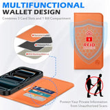 SHIELDON Real Leather Flip Wallet Case for iPhone 17 Pro Max 6.9" Orange