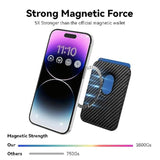 Magnetic RFID Leather Phone Wallet MagSafe for iPhone 12-16 Carbon Black