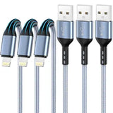 3 Pack 10FT MFi Certified Lightning Cable Nylon Braided Fast Charging Cord for iPhone