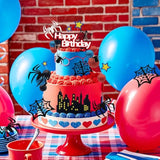 36Pcs Spider Cake Topper Spider Web Cake Decoration Spider Themed Cake Decorations Glitter Red Blue Black Balls City Star Cupcake Topper For Boys Men Birthday Party Baby Shower Supplies