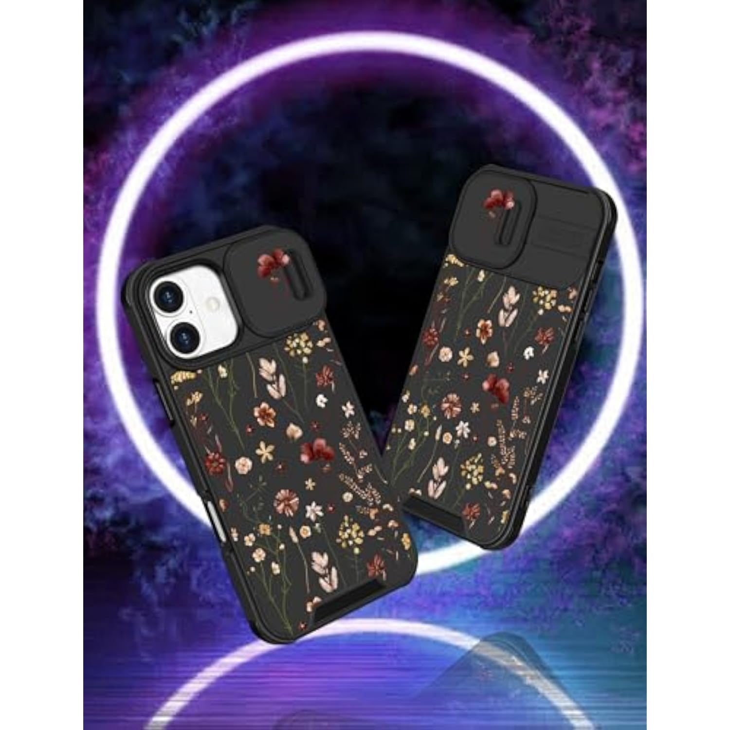 Women's iPhone 16 Case with Floral Design - Cute Phone Cover, Girly, Pretty, Unique, Aesthetic, Slide Camera Cover, Protective Case for Apple iPhone 16