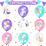 45 Pieces Unicorn Latex Balloons Rainbow Birthday Party Decorations Purple Pink Blue Confetti Balloons Supplies For Unicorn Theme Birthday Baby Shower Wedding Party Garland Decoration