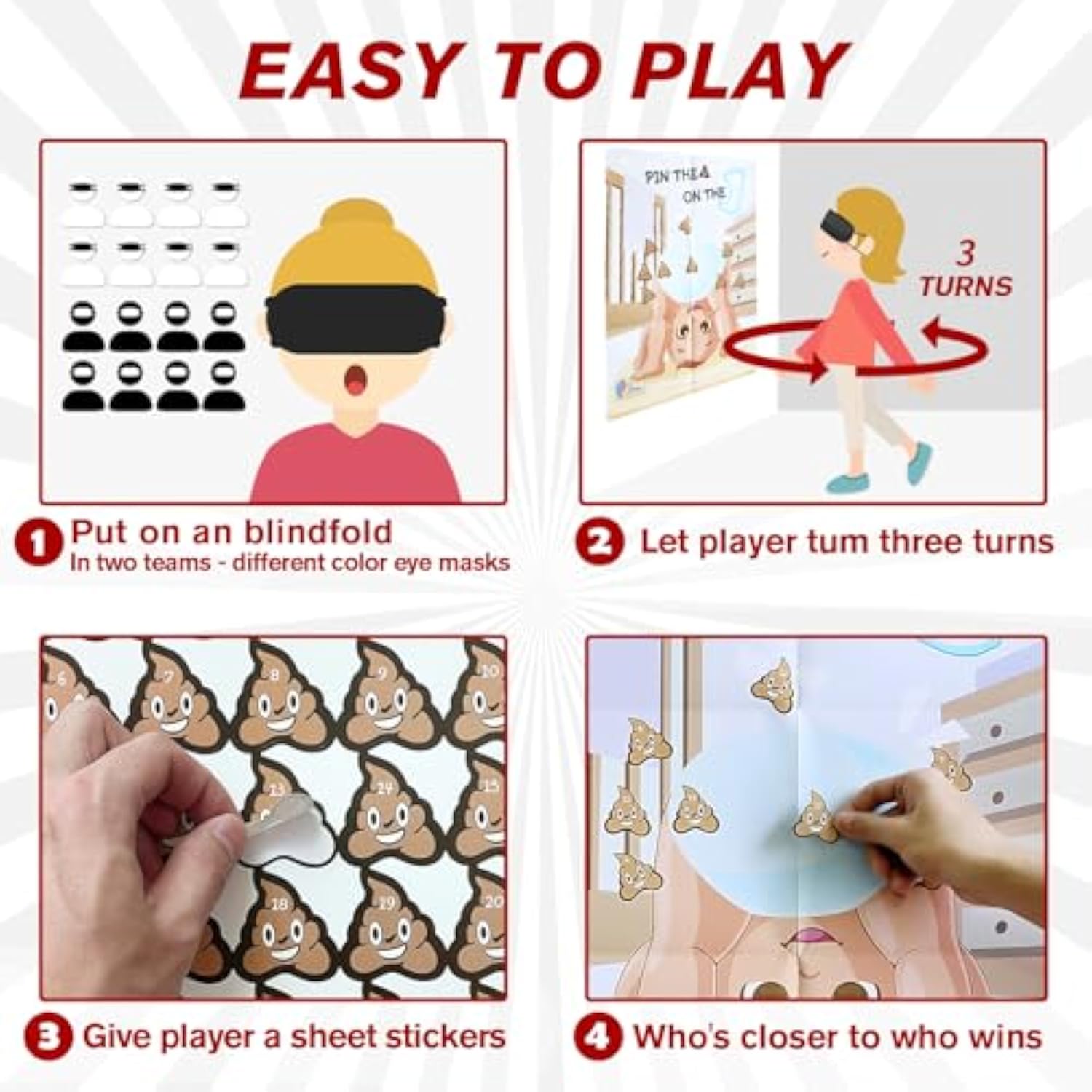 Baby Shower Games, Pin The Sticker On The Diaper, Baby Shower Games Activities Diaper Theme Party Games Supplies Favors For Adults Girl Boy 25 Guests