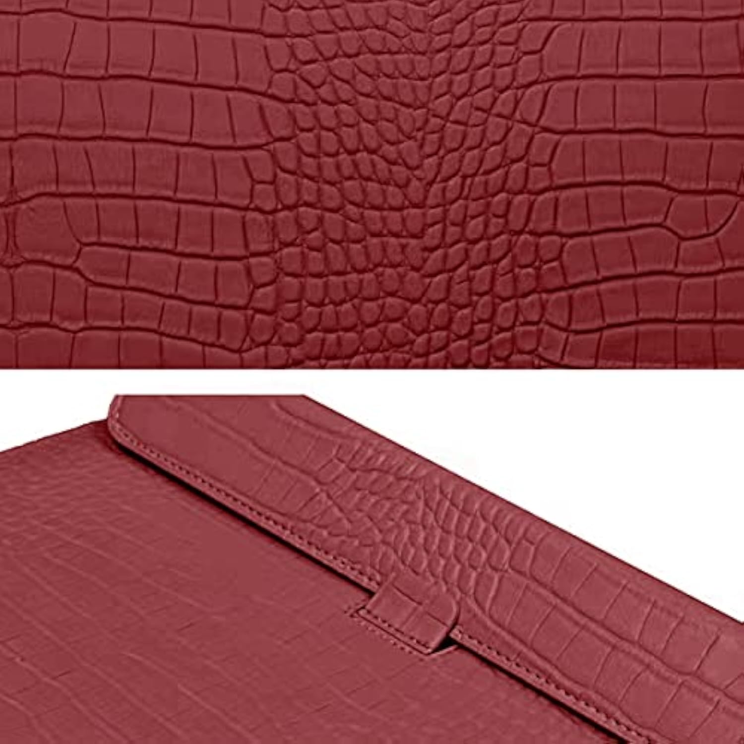Laptop Sleeve Compatible With Macbook Air 13/13.6 Inch M4 M3 M2 M1 A3240 A3113 A2681 A2337 A2179 A1932 2025-2018 / Pro M2 M1 2022-2016, Crocodile Grain Pu Leather Flap Style Case Bag, Wine Red