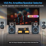 VU3 PRO Dual Analog VU Meter, 2-Way Amplifier Switch, Speaker Selector, Amp Audio Switcher Box 2-IN-2-OUT with DB Panel Display