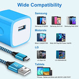 Android Charger Micro Usb Cable Single Port Wall Block Phone Plug 6Ft Charging Cord For Samsung Galaxy S7 S6 Edge/Active/S5 S4 S3 S2, Note 6 5 4,A10 J8 J3V J7V J7 J3 J6 J5 J2, Blue, Pt-Wc-03