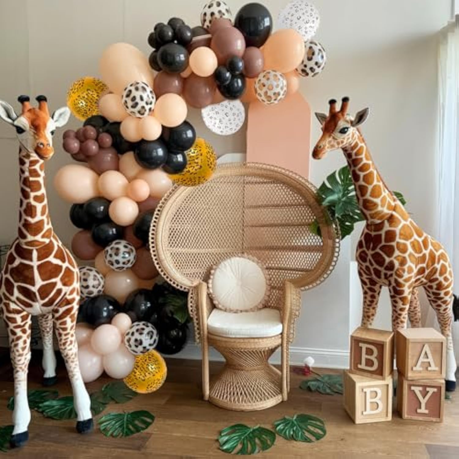 Cheetah Print Balloons, 52 Pcs Black Brown Balloons, Black Brown White Cheetah Theme Balloons, Animal Party Decorations For Birthday Baby Shower Animal Leopard Themed Party Decoration