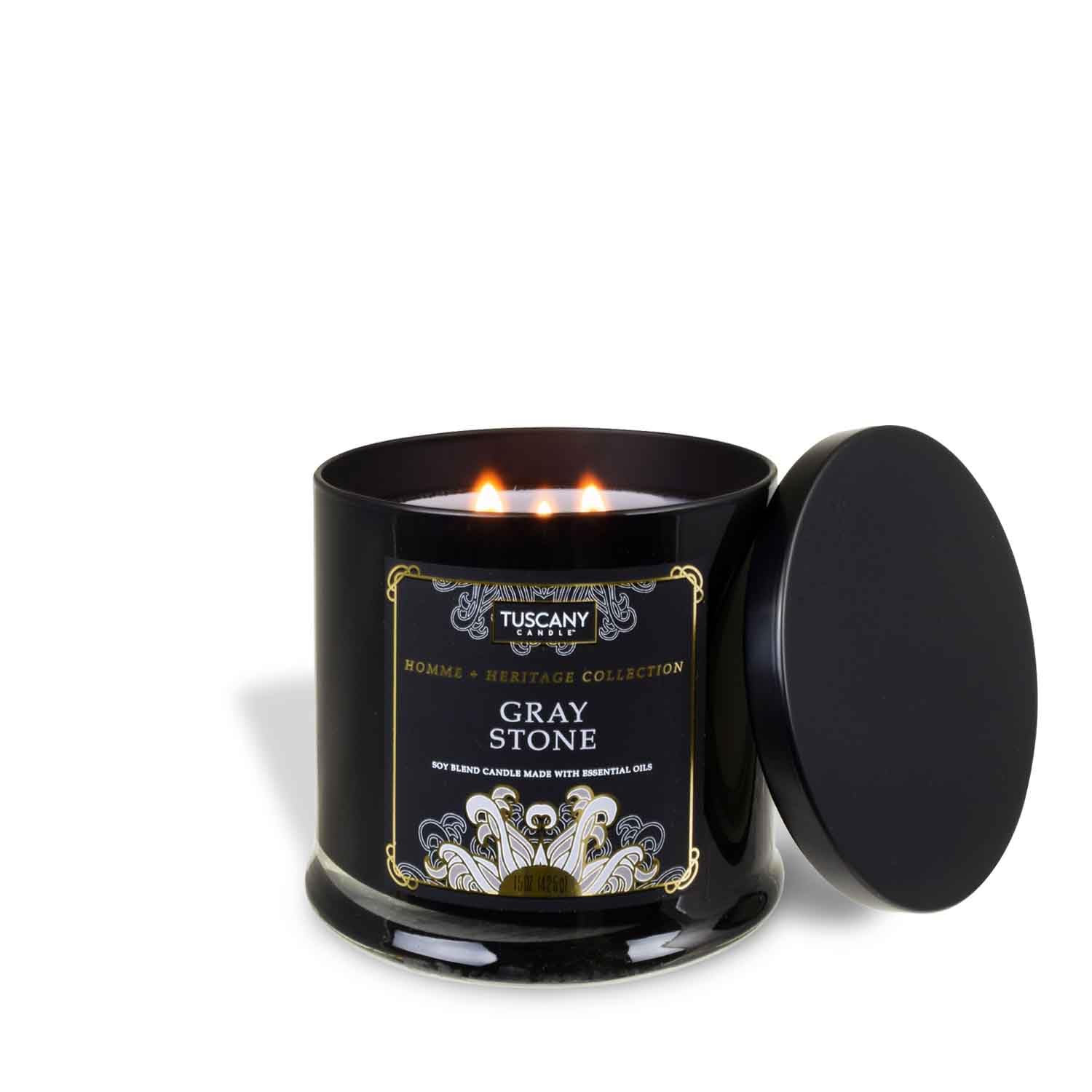 Tuscany Candle Gray Stone Scented Jar Candle, 15 oz â€“ Homme + Heritage Collection