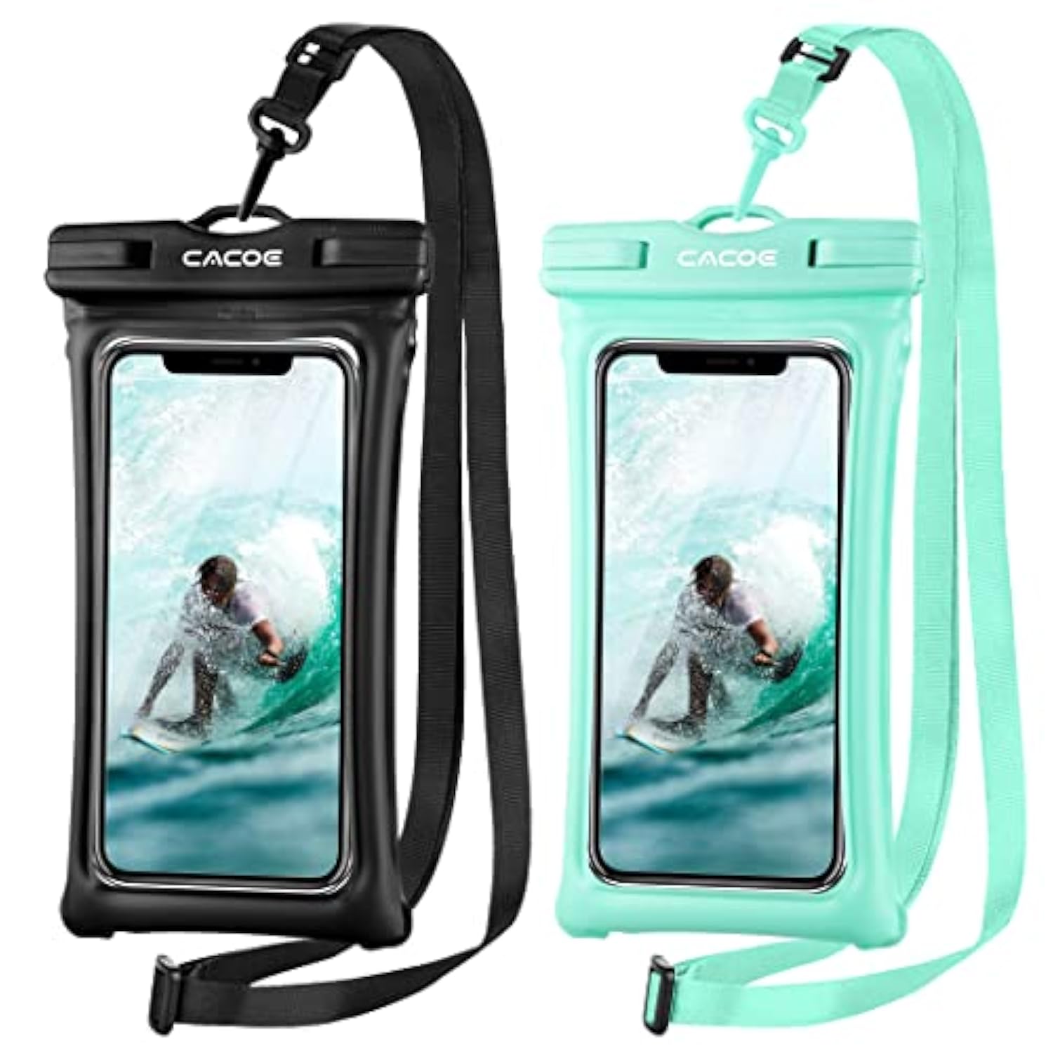 [Floatable] Floating Universal Ipx8 Waterproof Phone Case 2 Pack-Up To 7.0",Adjustable Lanyard Phone Pouch,Cellphone Dry Bags For Vacation Beach Pool Kayak Cruise Travel Essentials?Black+Green?