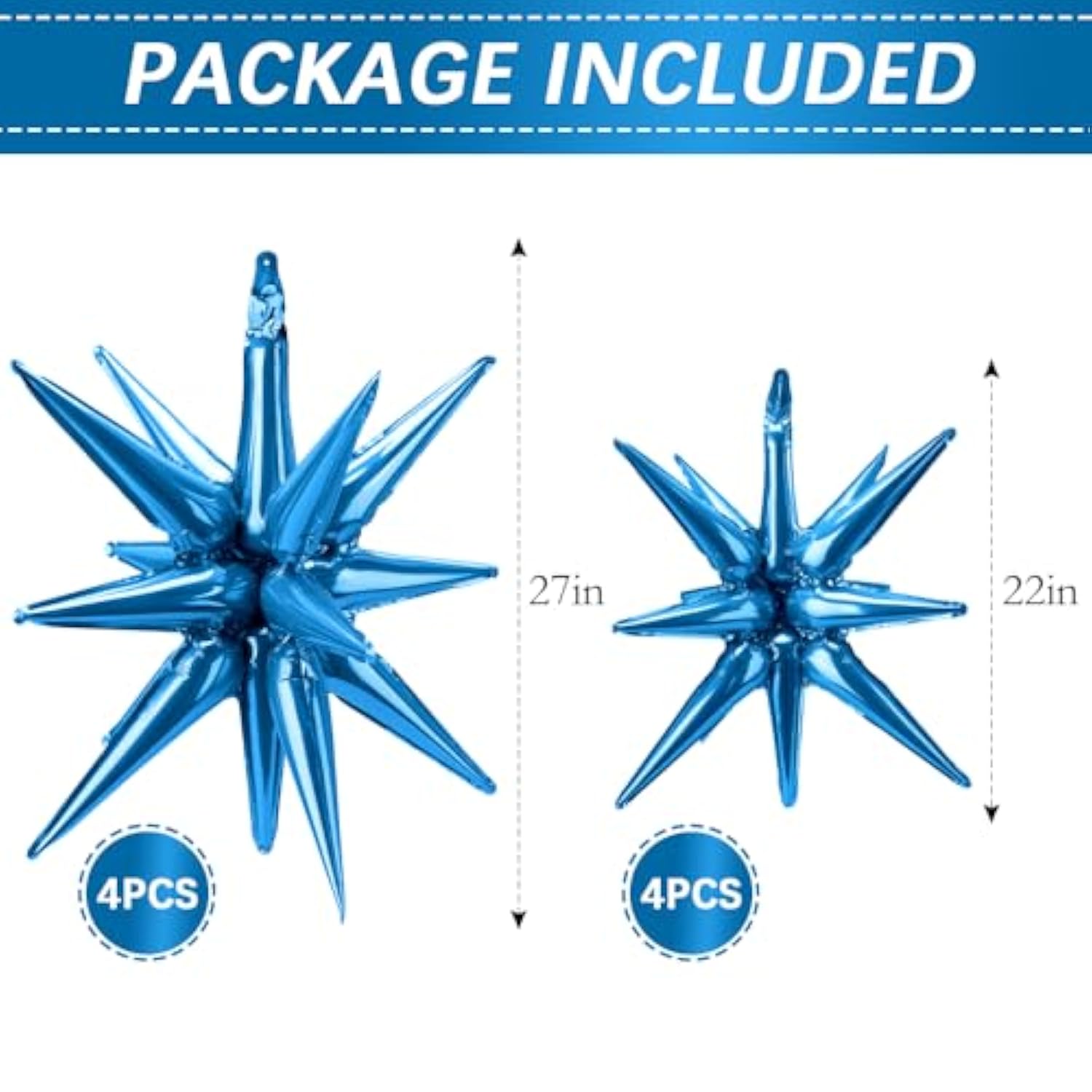 Blue Balloons Christmas Gifts Blue Star Balloons 8 Pcs Spike Balloon Globos Azules Metalicos Navy Royal Balloon Arch Kit Garland Party Decorations Graduation Party