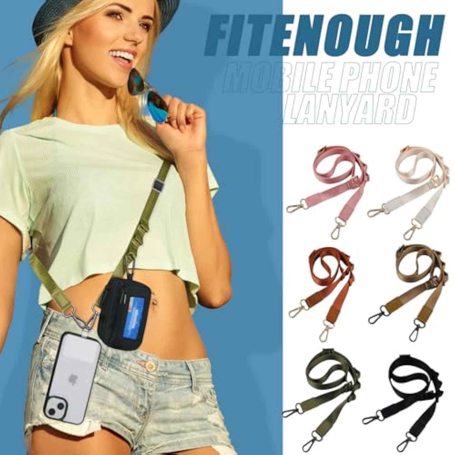 Phone Lanyard Crossbody Phone Strap - Universal Adjustable Cell Phone Lanyard Neck Strap With Tether Tab, Multifunctional Phone Lanyard For Keys Iphone Earphone Case Phone Accessories (Black)
