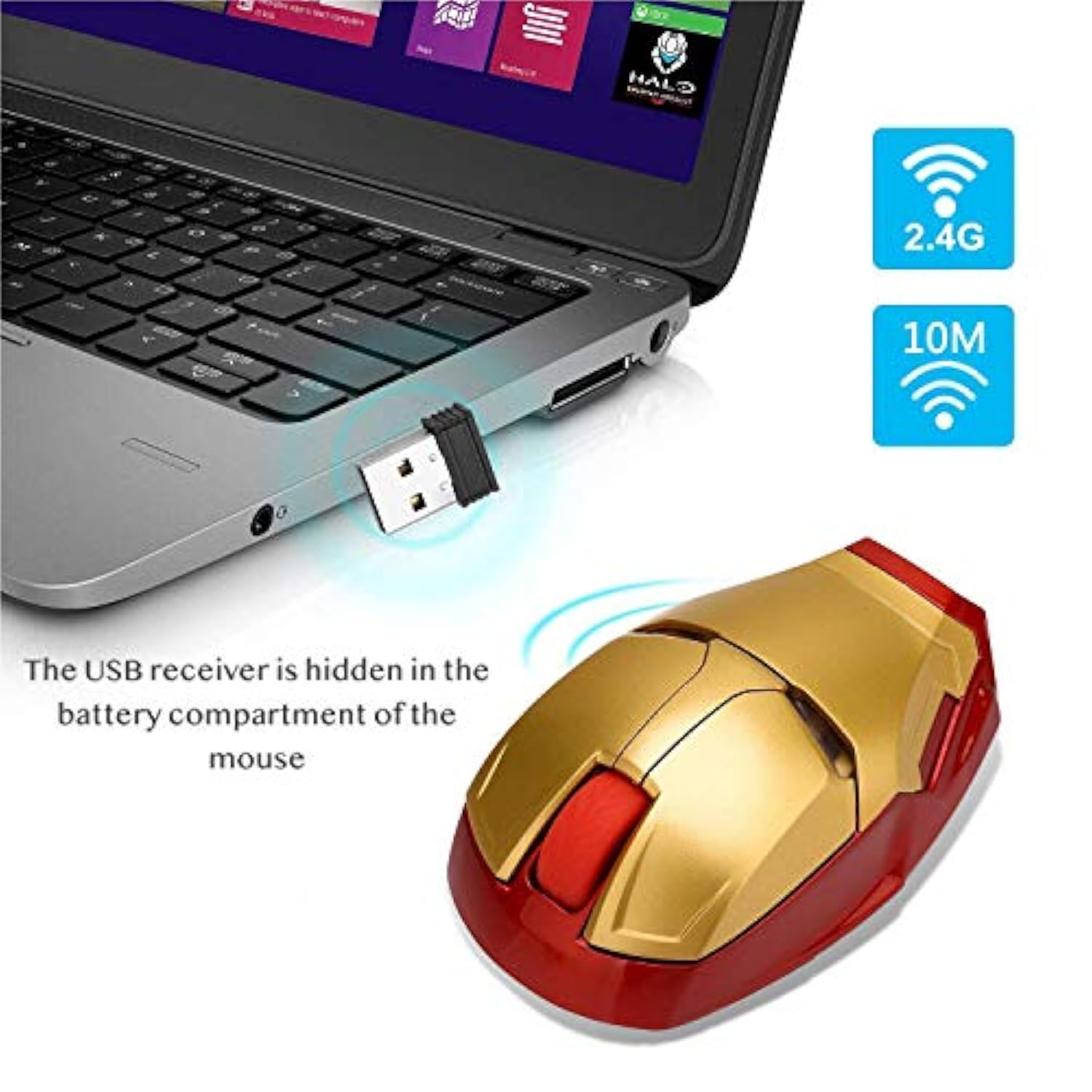 Cool Wireless Mouse, 2.4 G Portable Ergonomic Optical Wireless Mouse With Usb Receiver | For Notebook Pc Laptop Computer Macbook | With 8G Usb Flash Drive | 3 Adjustment Levels