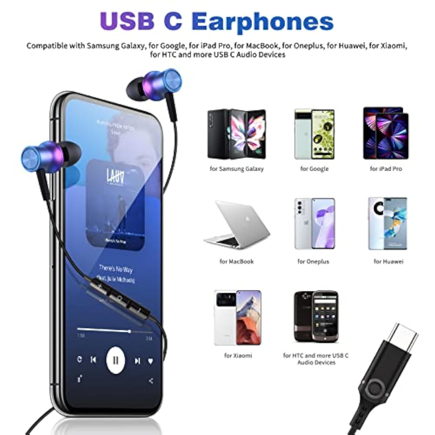 Usb C Headphone Type C Wired Earbuds For Iphone 15 Pro Max Ipad Mini 6 Magneti