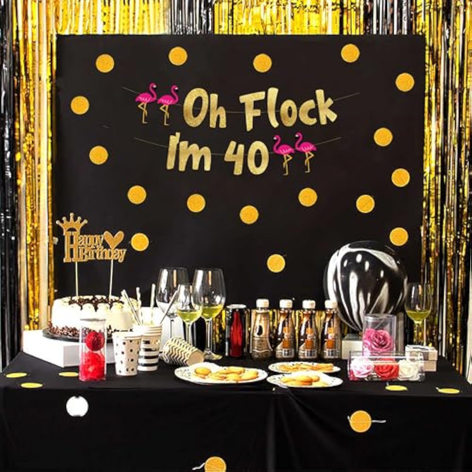 Oh Flock I'M 40 Gold Glitter Banner - Happy 40Th Birthday Party Decorations, Gifts, Supplies And Favors