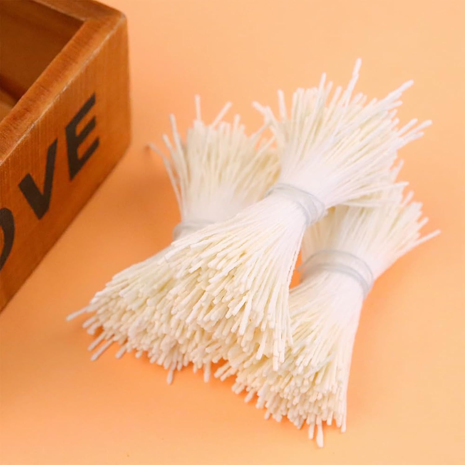 400Pcs Ivory Long Flower Stamen Double Heads 1Mm Artificial Stamens For Diy Scrapbooking Pistil Cake Craft Wedding Home Decoration