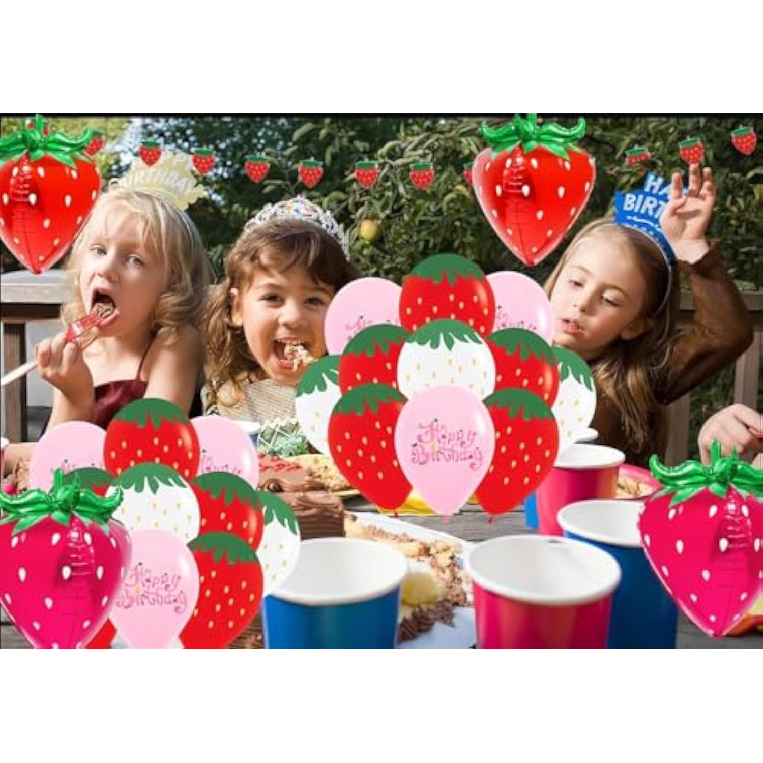 30 Pcs Strawberry Latex Balloons Sweet Berry First Birthday Decorations