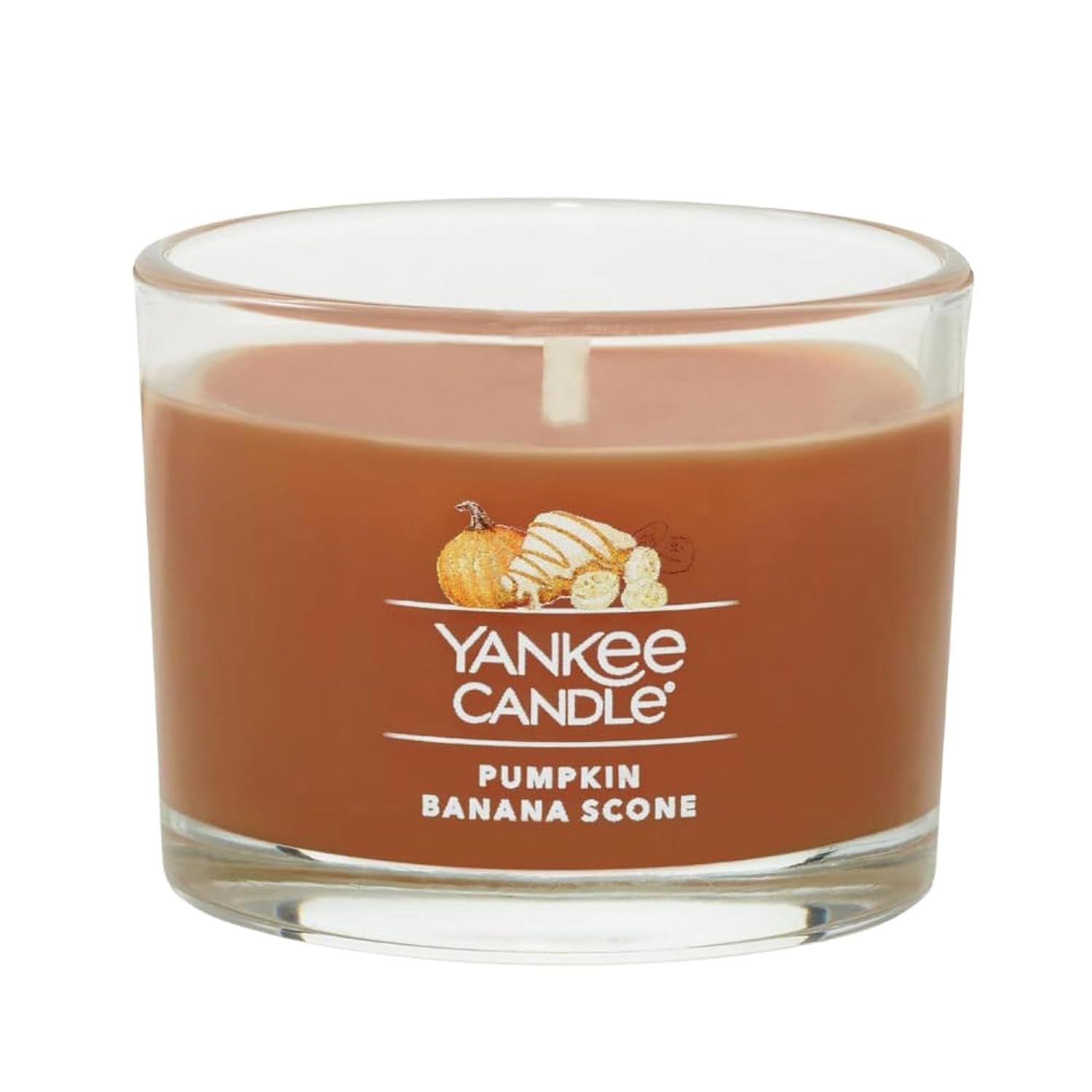 Yankee Candle Signature Votive Mini Candle Jar, Pumpkin Banana Scone Scent, Natural Soy Wax Blend Candle with Natural Fiber Wick, 1.3 OZ Glass Jar (Pack of 4)