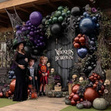 Halloween Balloon Garland Arch: Dark Purple, Green, Burgundy Party Decor