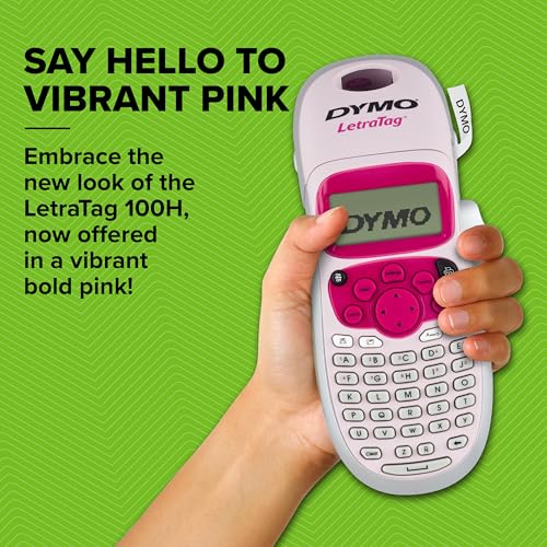 Letratag Lt-100H Handheld Aesthetic Label Maker, Abc Keyboard Label Printer With Easy-To-Use, 13 Character Lcd Screen, Great For Home & Office Organization, Pink