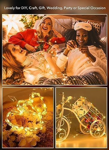 12 Pack Battery Operated Fairy Lights 7FT 20 LED Waterproof Silver Wire Firefly Lights for Wedding Centerpieces Ramadan Decor