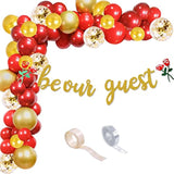 Be Our Guest Party Decoration Banner, Beauty And The Beast Birthday Party Balloon Garland Arch Red And Gold For Bachelorete Party Baby Shower Wedding Engagement Party Housewarming Decorations