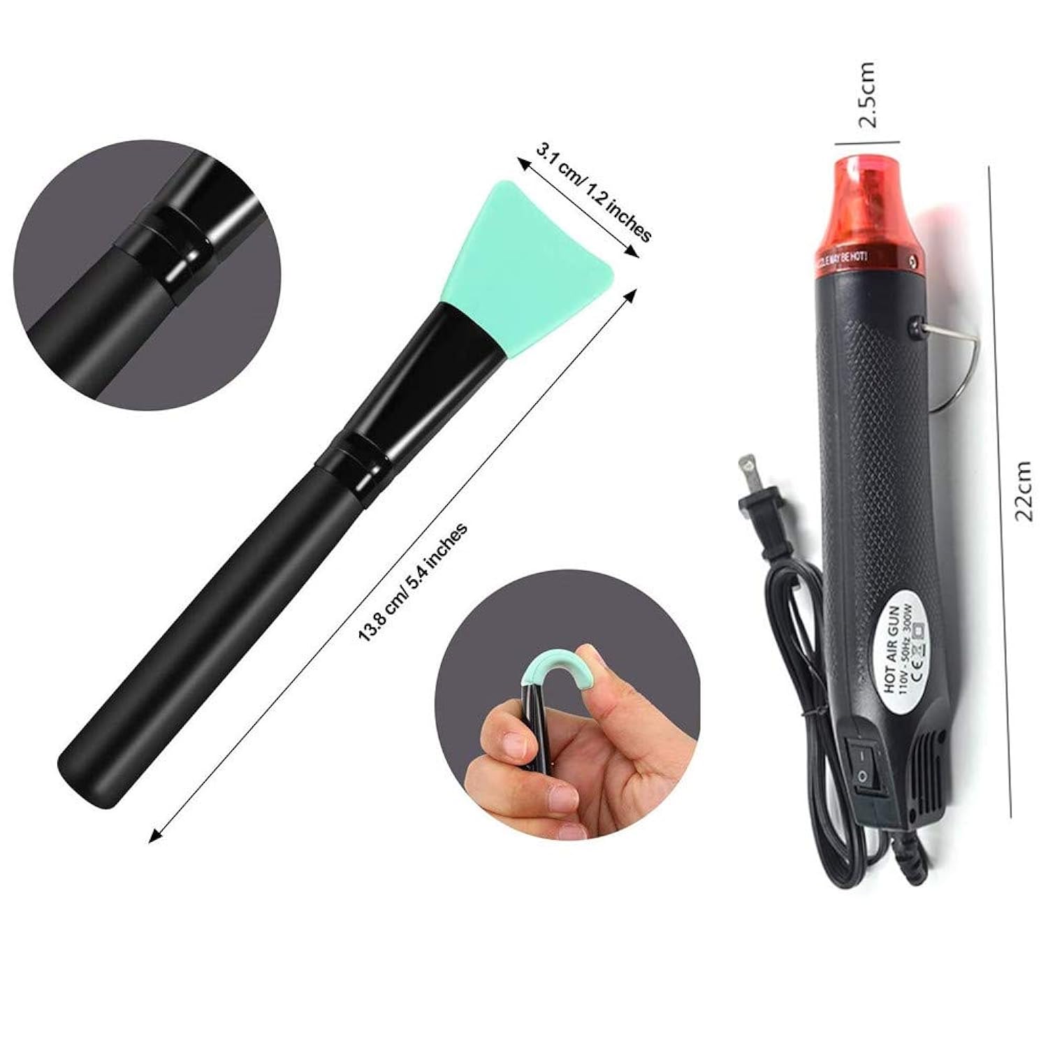 5Pcs Bubble Buster Tool For Making Epoxy Glitter Tumblers, Protable Heat Gun For Diy Acrylic Resin Cups Tumblers To Remove Air Bubbles,4Pcs Magic Epoxy Brushes For Even Smooth, Ideal To Bling (Pink)
