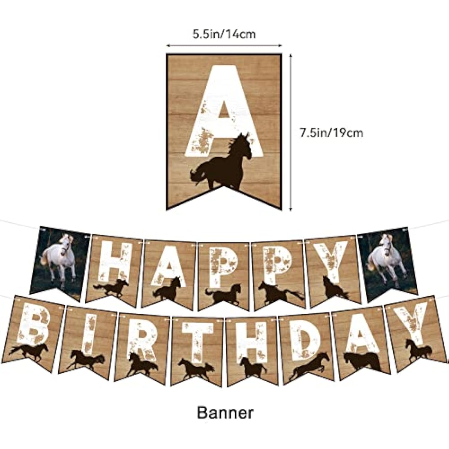 Horse Birthday Party Supplies Set With Horse Theme Happy Birthday Banner Balloon Cake Topper Cupcake Topper Background For Horse Party Decoration