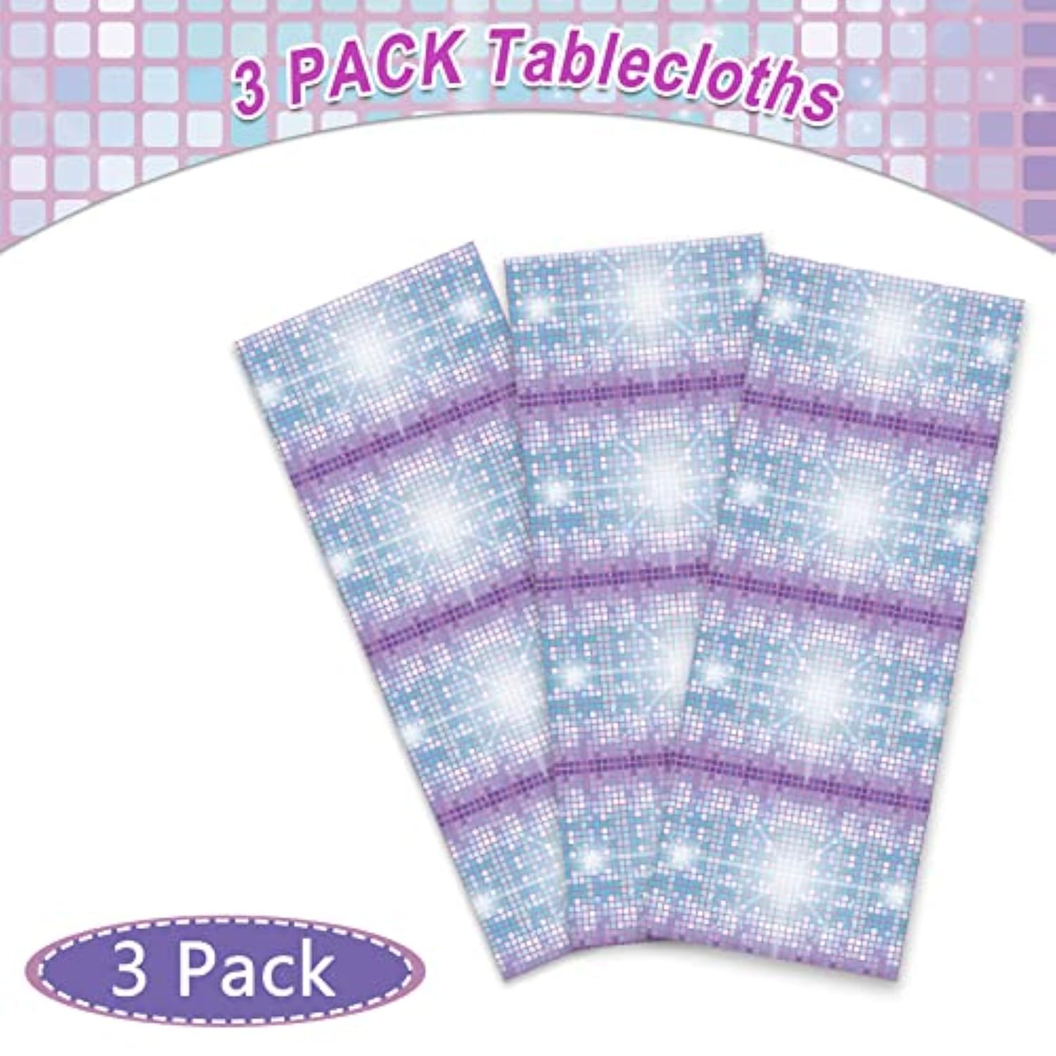3 Pcs Disco Tablecloth Las Vegas Casino Theme Table Cover Table Decorations For 60S 70S 80S 90S Disco Birthday Party Supplies